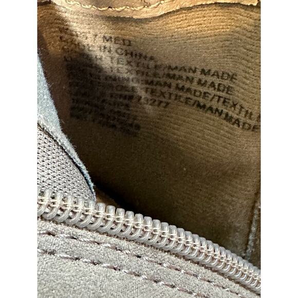 Candies Size 7 Taupe Grey Suede Floral Embroidered Pink Peep Toe Ankle Bootie - Picture 8 of 10